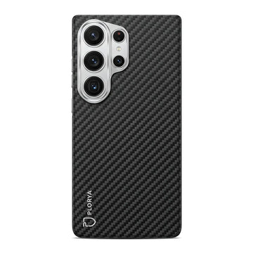 Plorya Black Gray Twill Aramid Fiber Case for Samsung
