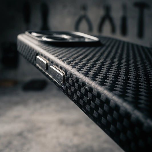 Plorya Black/Grey Woven Carbon Fiber Case