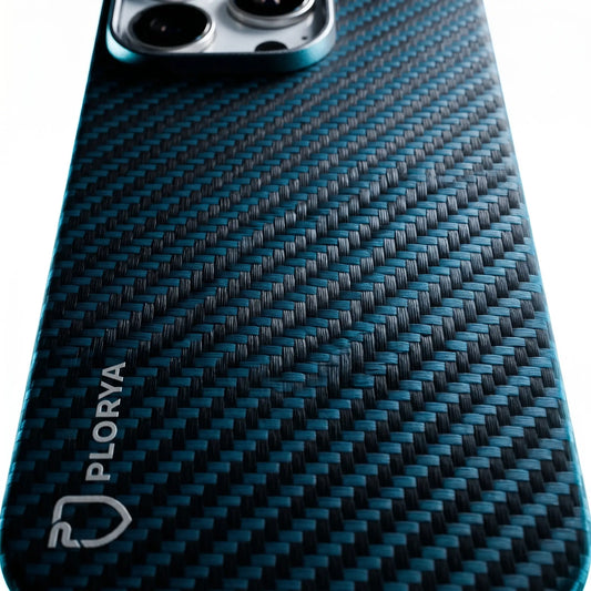 Plorya Blue Black Twill Aramid Fiber Case