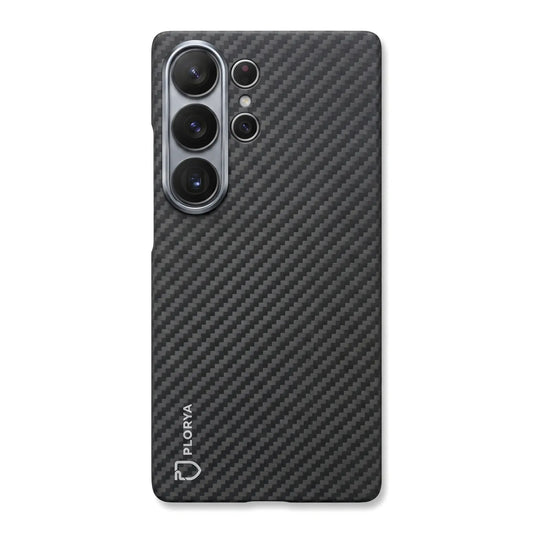 Plorya Black Gray Twill Aramid Fiber Case for Samsung